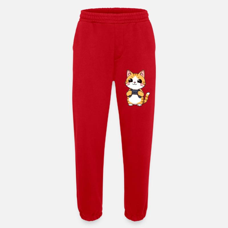 Gaming Katze mit Controller - Heavyweight Jogginghose - made by SPREAD  - Rot