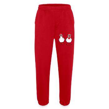 2 Seagulls Middle Finger Insult Christmas Team - Heavyweight Jogging Pants - made by SPREAD  - red - Front