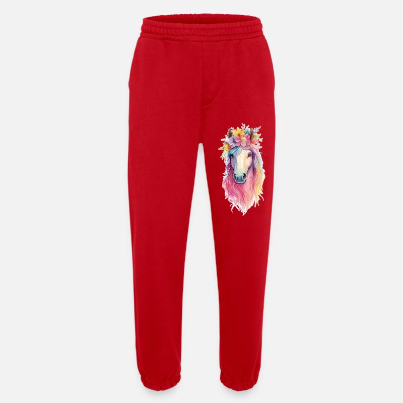 Pferd mit Blumen - Heavyweight Jogginghose - made by SPREAD  - Rot