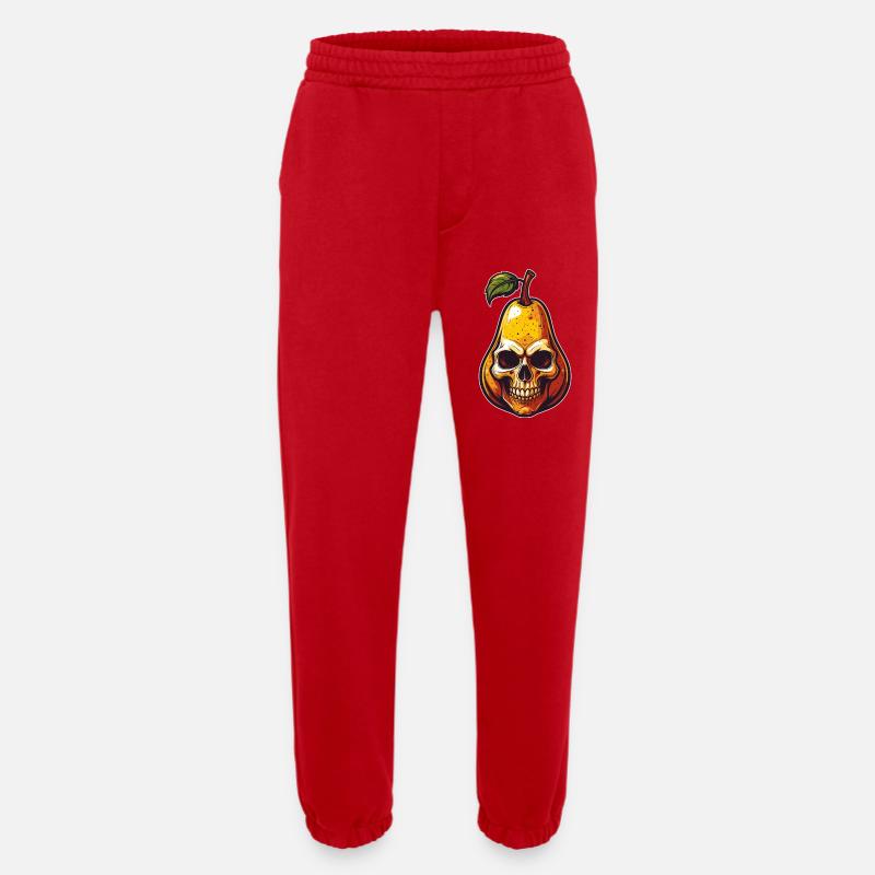 Pears Skull Comic Style - Pantalon de jogging bio épais fabriqué en UE - rouge
