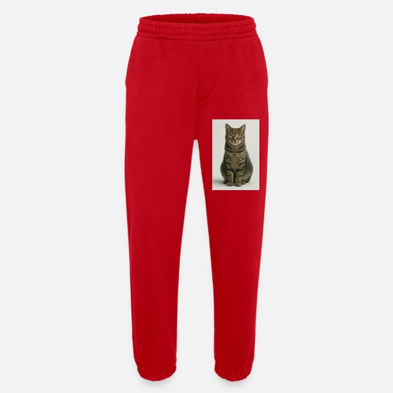 Sitzende getigerte Katzenporträt - Heavyweight Jogginghose - made by SPREAD  - Rot