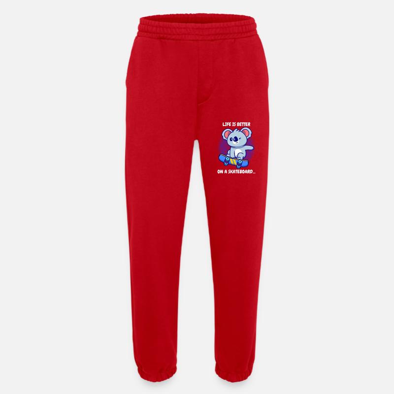 Koala Skateboard Life Is Better - Heavyweight Jogging Pants - made by SPREAD  - red
