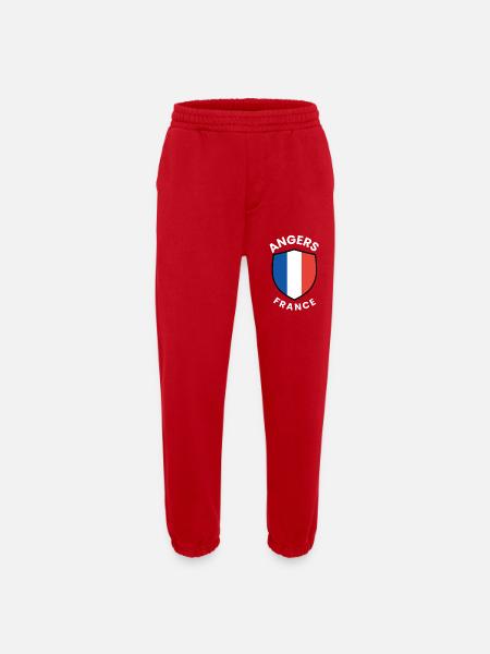 Angers France Shield Emblem - Heavyweight Jogging Pants - made by SPREAD  - red