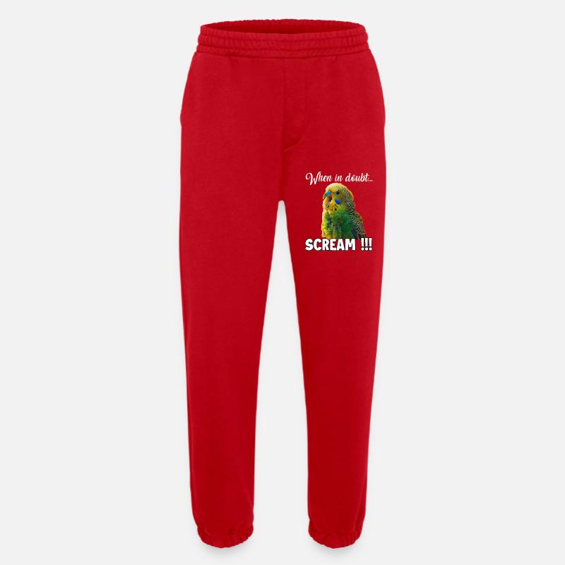 Cadeaux créatifs Bird Friends Perruche - Pantalon de jogging bio épais fabriqué en UE - rouge