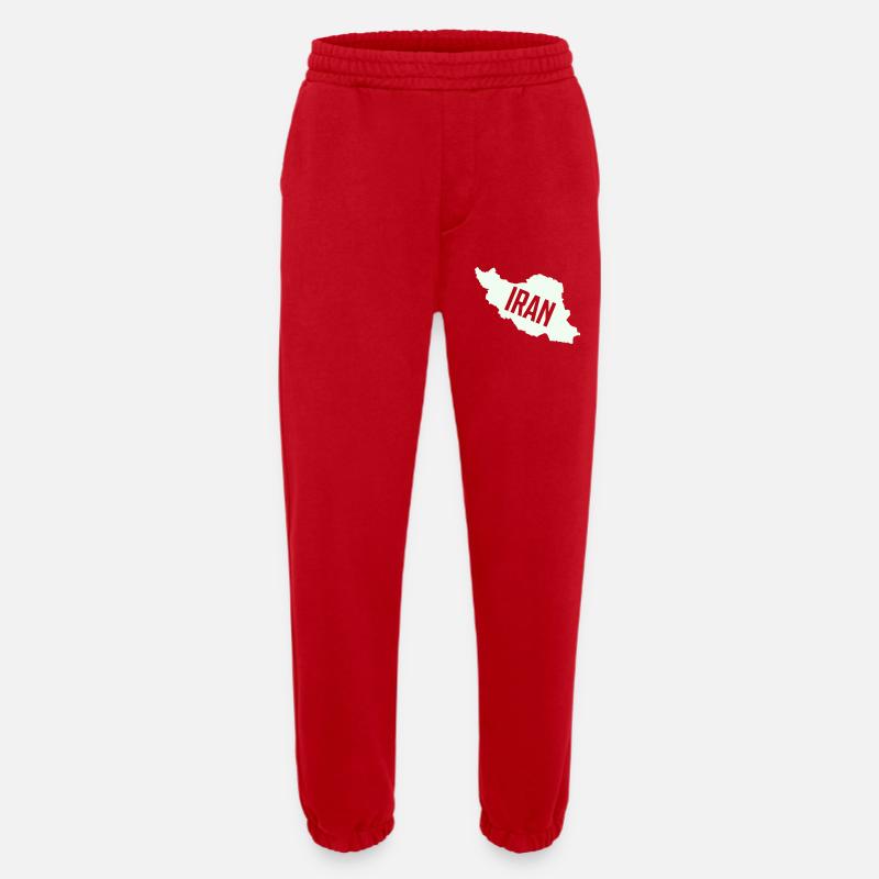 Iran Maps Typo - Heavyweight Jogging Pants - made by SPREAD  - red