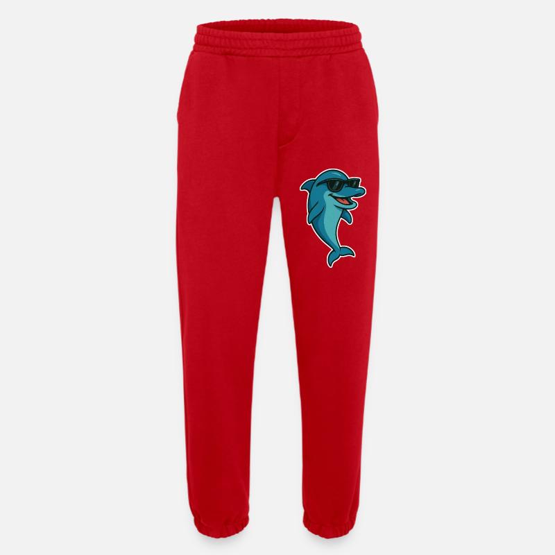 Delfin mit Sonnebrille - Heavyweight Jogginghose - made by SPREAD  - Rot