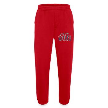 Disc Golf Evolution Lustiger Discgolfer Fliegender Disc - Heavyweight Jogginghose - made by SPREAD  - Rot - Vorne