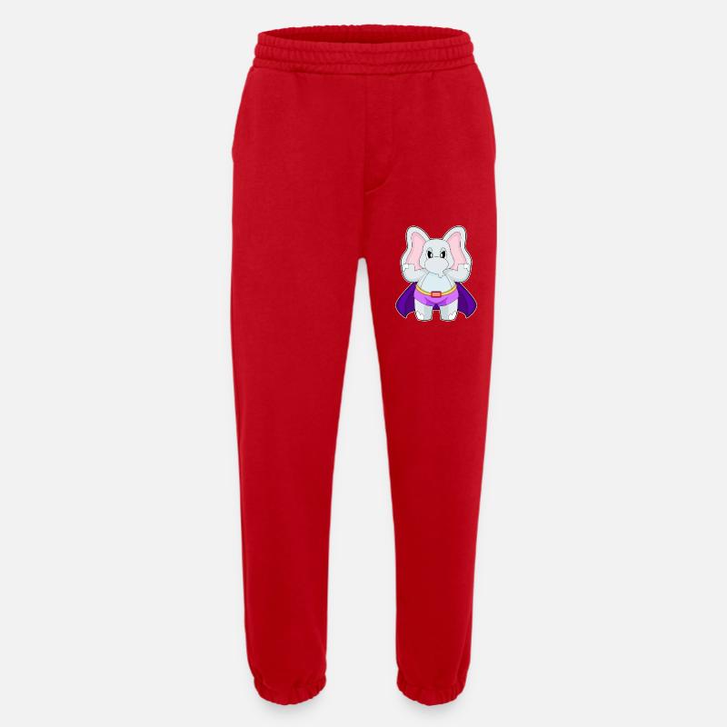Cape de super-héros éléphant - Pantalon de jogging bio épais fabriqué en UE - rouge