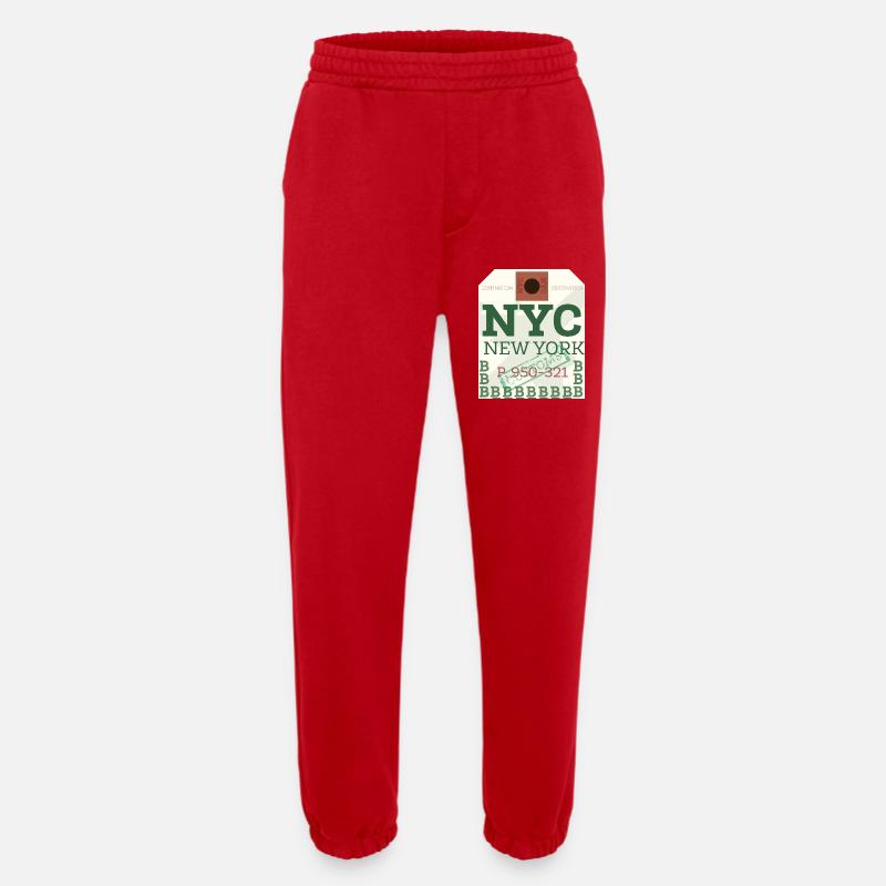 NYC Bold Passport Stamp - Heavyweight Jogging Pants - made by SPREAD  - red