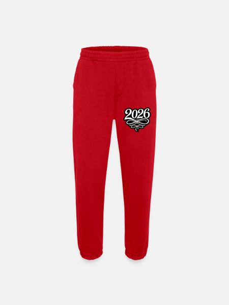 Année 2026 - Pantalon de jogging bio épais fabriqué en UE - rouge
