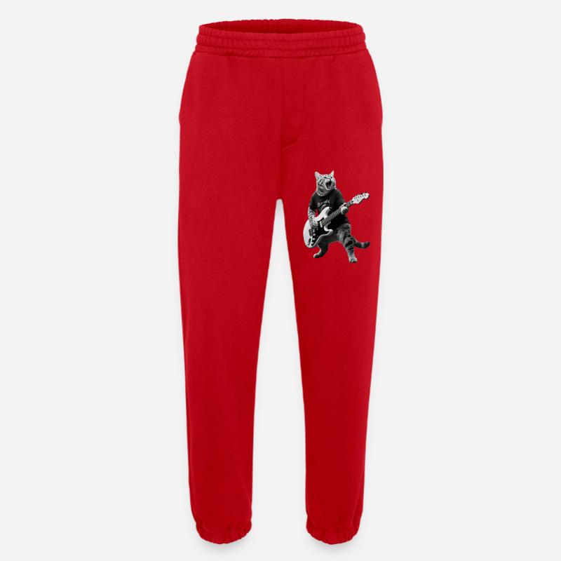 Rockkatze mit E-Gitarre - Heavyweight Jogginghose - made by SPREAD  - Rot