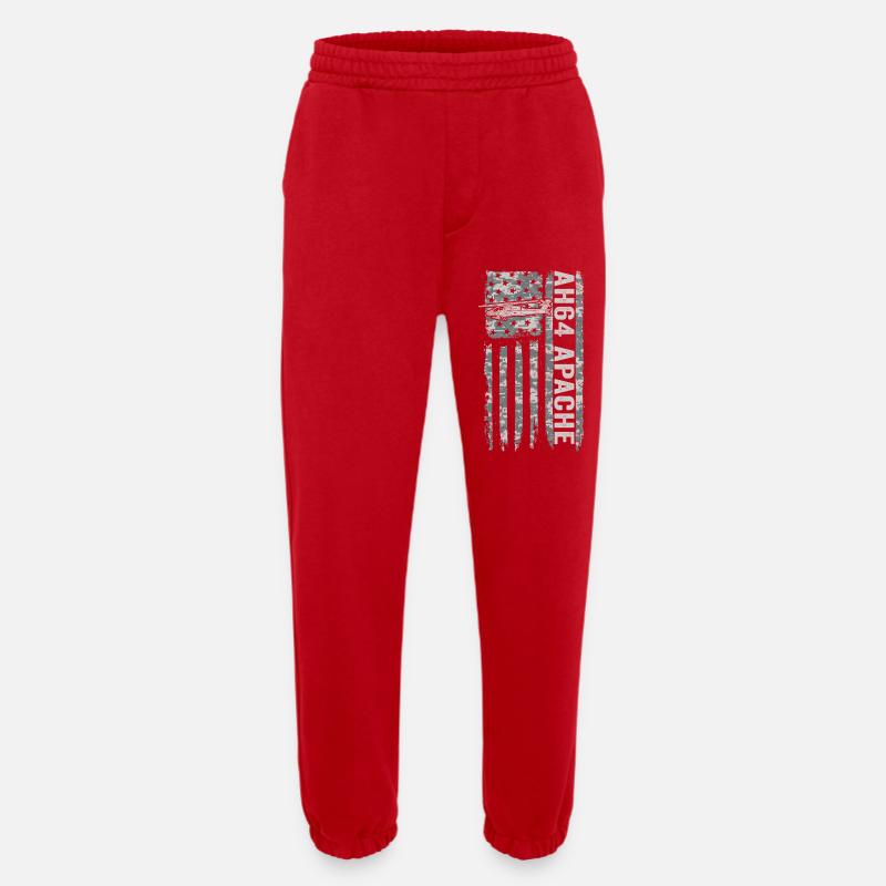 AH-64 Apache helicopter with American flag - Heavyweight Jogging Pants - made by SPREAD  - red