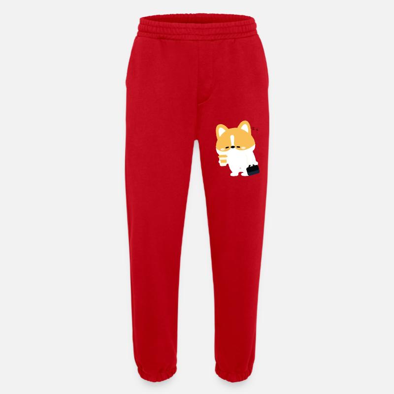 Müder Corgi-Kaffee - Heavyweight Jogginghose - made by SPREAD  - Rot