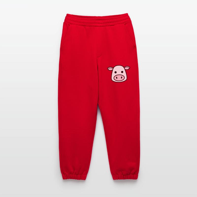 Cute Cow Head Face Comic Vector Heavyweight Jogging Pants - made by SPREAD 