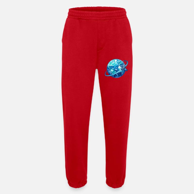 Erde Blauer Planet Satellit Globus Satellitenring - Heavyweight Jogginghose - made by SPREAD  - Rot