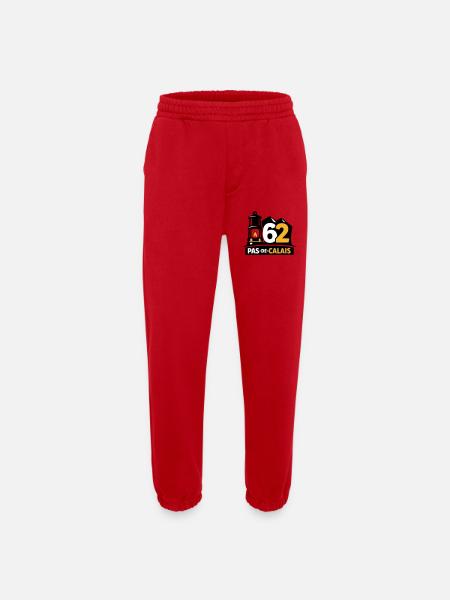 62 Pas de Calais Emblem - Heavyweight Jogging Pants - made by SPREAD  - red