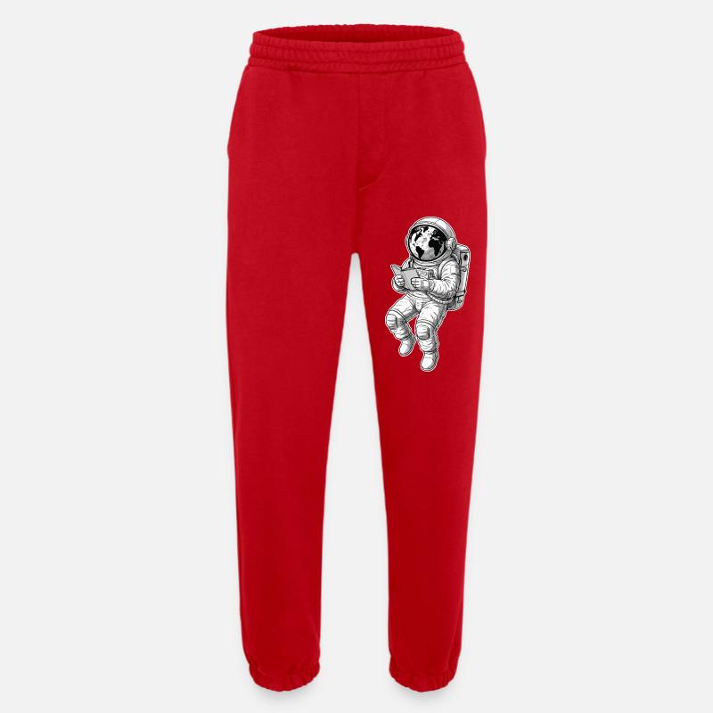 Astronaut Reading Space Earth - Heavyweight Jogging Pants - made by SPREAD - red