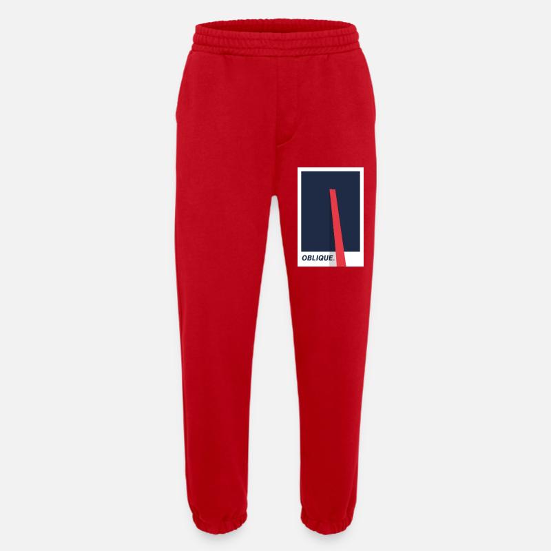 Oblique. Modern Typography Statement - Heavyweight Jogging Pants - made by SPREAD - red
