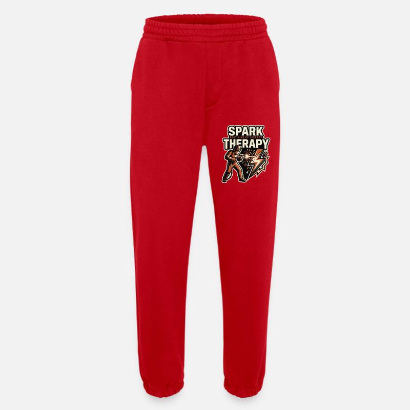 Spark Therapy Welding Spark Motif - Heavyweight Jogging Pants - made by SPREAD - red