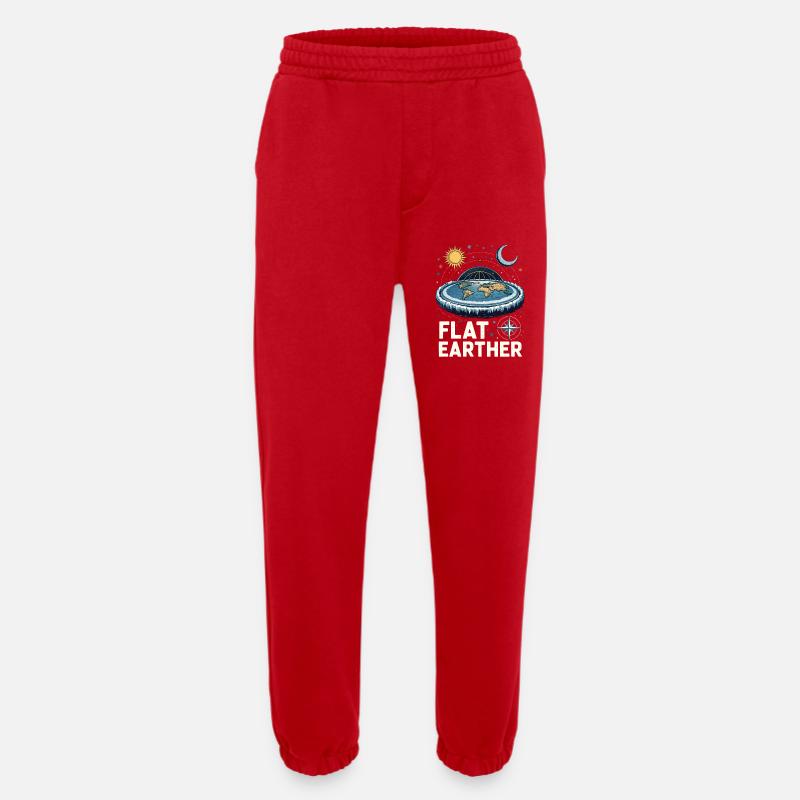 Flat-earthers - Heavyweight Jogging Pants - made by SPREAD  - red