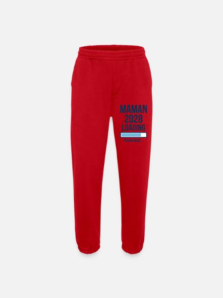Annonce Grossesse Maman 2028 Loading - Pantalon de jogging bio épais fabriqué en UE - rouge