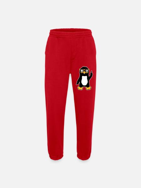 Pingvin Nørd briller Pegefinger selvtilfreds Lus - Heavyweight organic joggingbukser made in EU - rød