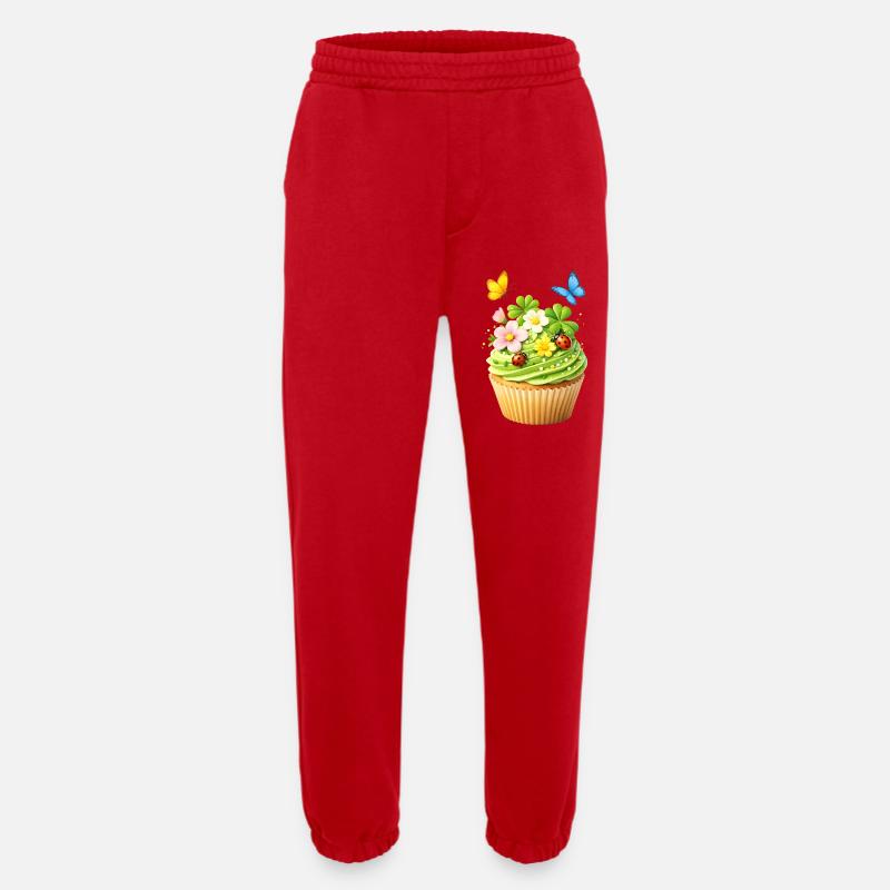 Frühlings Cupcake mit Blumen - Heavyweight Jogginghose - made by SPREAD - Rot