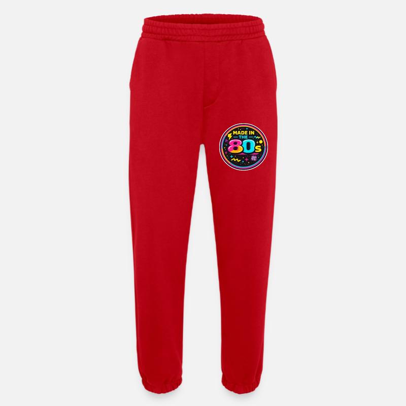 80er Neon Nostalgie Sticker - Heavyweight Jogginghose - made by SPREAD  - Rot