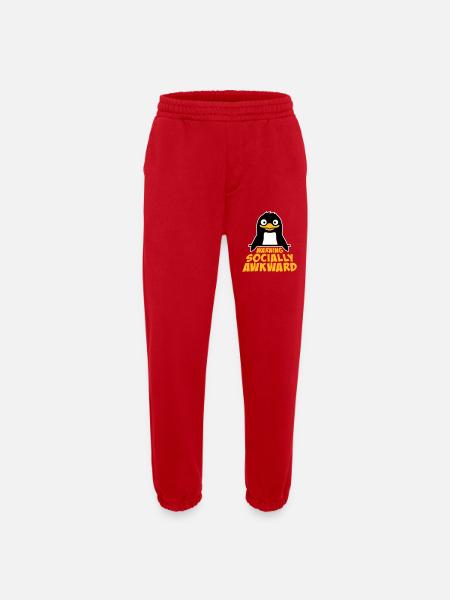 Penguin Warning Socially Awkward Funny Clumsy - Heavyweight Jogging Pants - made by SPREAD - red