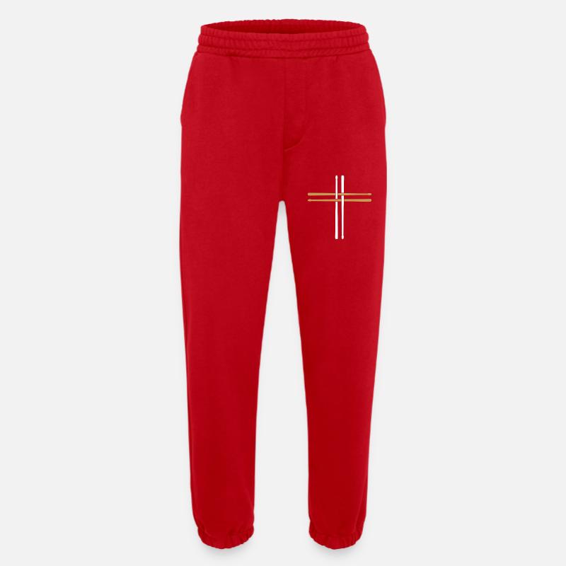 Drums, Drummer Drum Sticks - Heavyweight Jogging Pants - made by SPREAD  - red