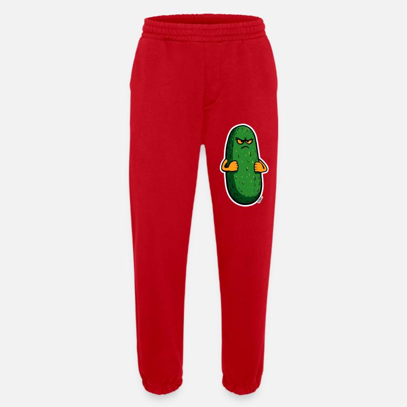 Grumpy Pickle Mascot - Heavyweight Jogging Pants - made by SPREAD  - red