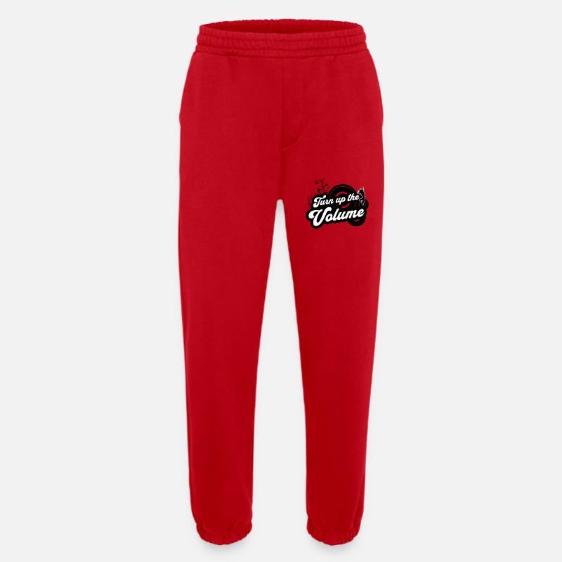 Volume Up — Black Retro Script - Heavyweight Jogging Pants - made by SPREAD  - red