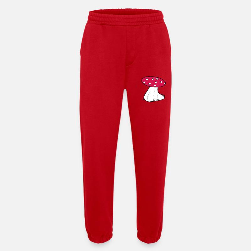 Motif de dessin animé Red Toadstool - Pantalon de jogging bio épais fabriqué en UE - rouge