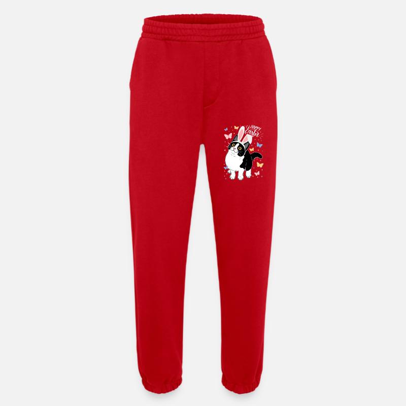 Easter Cat with Bunny Ears - Heavyweight Jogging Pants - made by SPREAD  - red