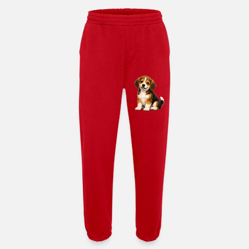 Lächelnder Beagle-Welpe - Heavyweight Jogginghose - made by SPREAD  - Rot
