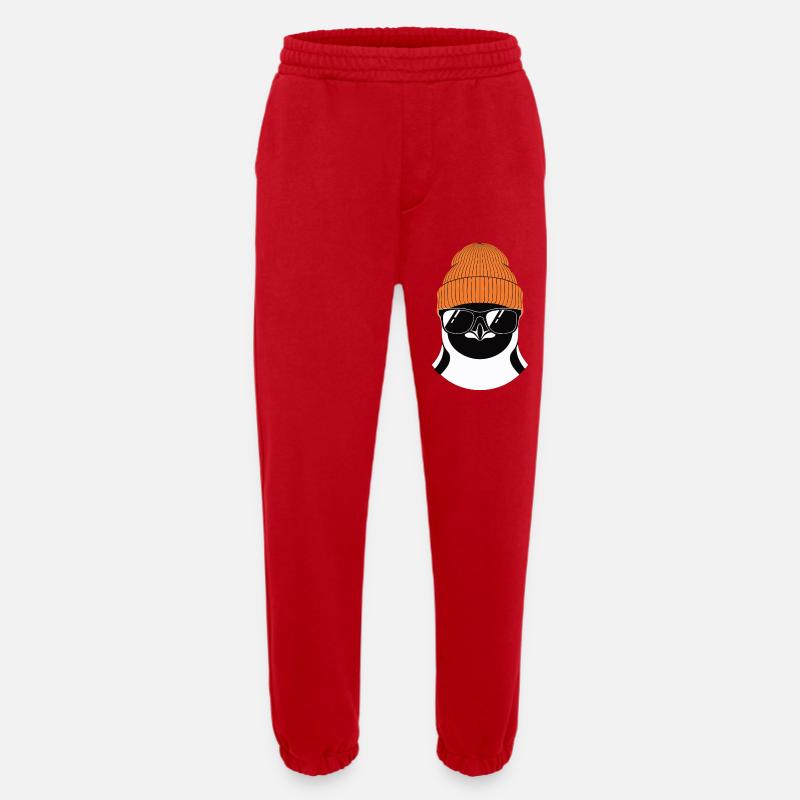 Cool penguin with winter hat - Heavyweight Jogging Pants - made by SPREAD  - red