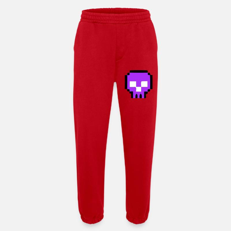 Pixel Skull Game Over - Heavyweight Jogging Pants - made by SPREAD  - red