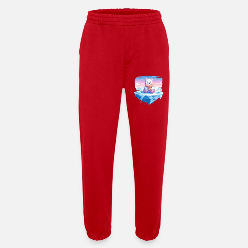 Polarlicht-Bär auf Eis - Heavyweight Jogging Pants - made by SPREAD  - red