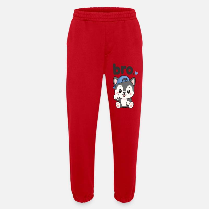 Blue Cap Husky Bro - Heavyweight Jogging Pants - made by SPREAD  - red
