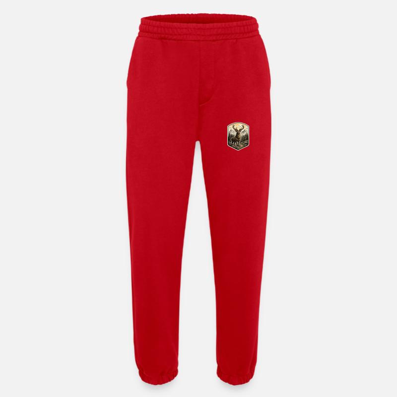 Deer in the mountains - Heavyweight Jogging Pants - made by SPREAD - red