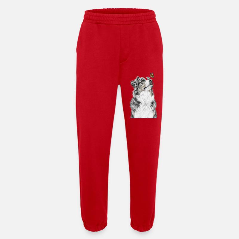 Aussie blickt Schmetterling Australian Shepherd - Heavyweight Jogginghose - made by SPREAD - Rot