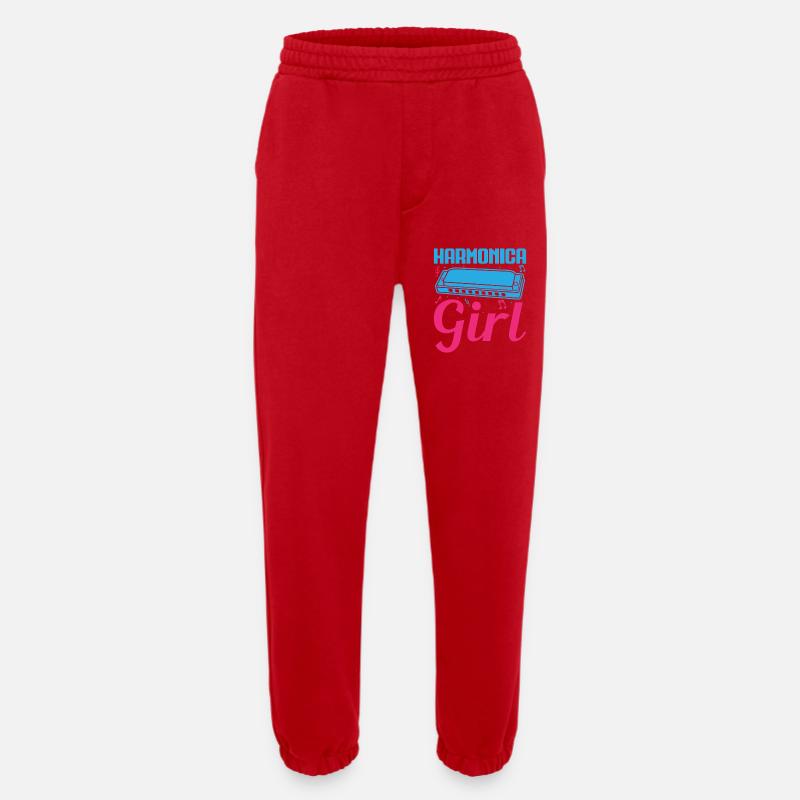 Harmonica Drôle Fille Harmonica - Pantalon de jogging bio épais fabriqué en UE - rouge