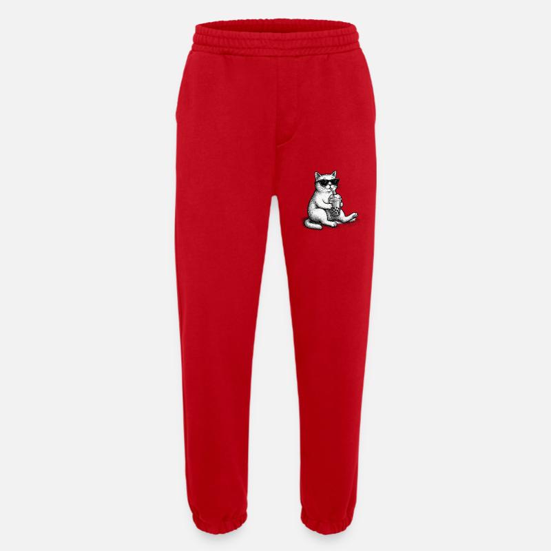 Bubble Tea Cat - Pantalon de jogging bio épais fabriqué en UE - rouge