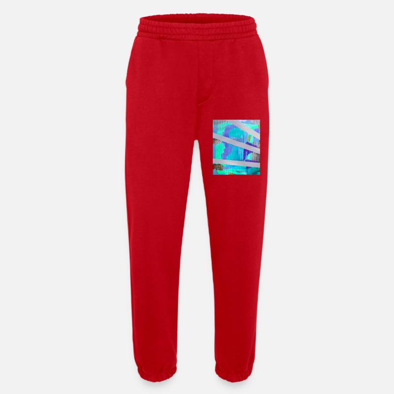 Neon Abstract Stripe Collage - Heavyweight Jogging Pants - made by SPREAD  - red