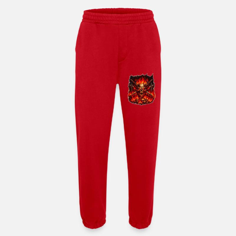 Feuer Schädel mit Hörnern - Heavyweight Jogginghose - made by SPREAD  - Rot