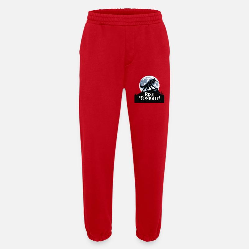 Lone Wolf Rise Tonight Moon Graphic - Heavyweight Jogging Pants - made by SPREAD - red
