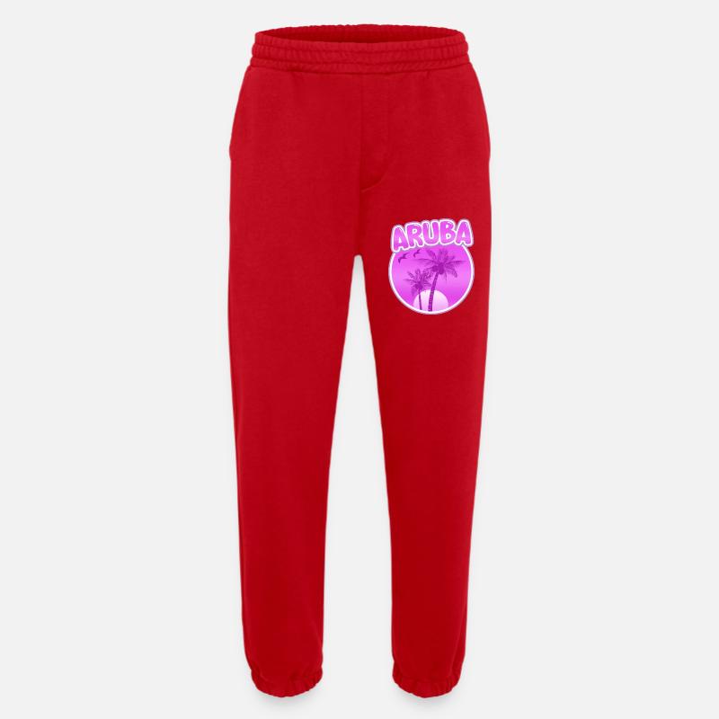Aruba as a beach - Heavyweight Jogging Pants - made by SPREAD  - red