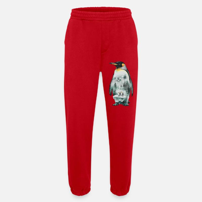 Pinguin Mit Landschaftsmotiv - Heavyweight Jogginghose - made by SPREAD  - Rot
