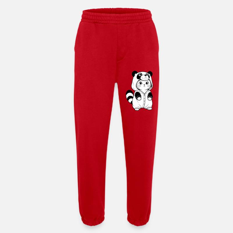 Sweat à capuche câlin Panda - Pantalon de jogging bio épais fabriqué en UE - rouge
