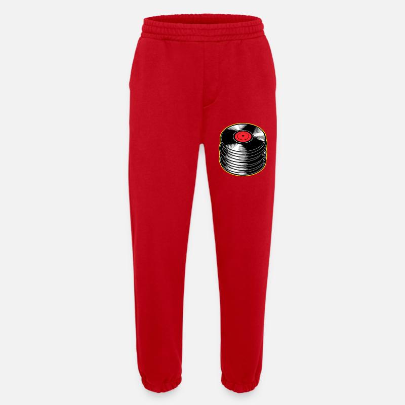 Stack d’albums vinyles - Pantalon de jogging bio épais fabriqué en UE - rouge